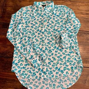 Ann Taylor Women’s Teal/White Long Sleeve Top (S)
